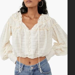 Hailey Crop Long Sleeve Blouse XS